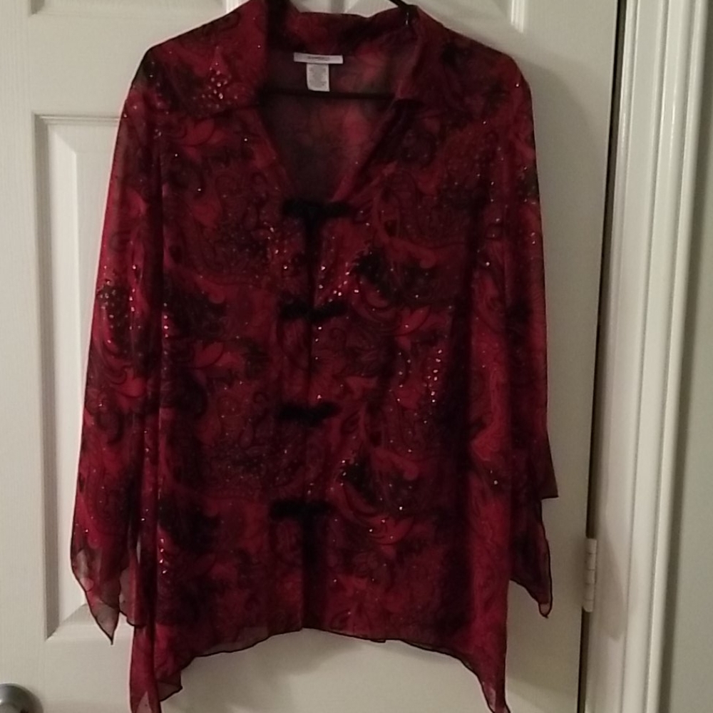 Sheer Blouse w/Black Camisole